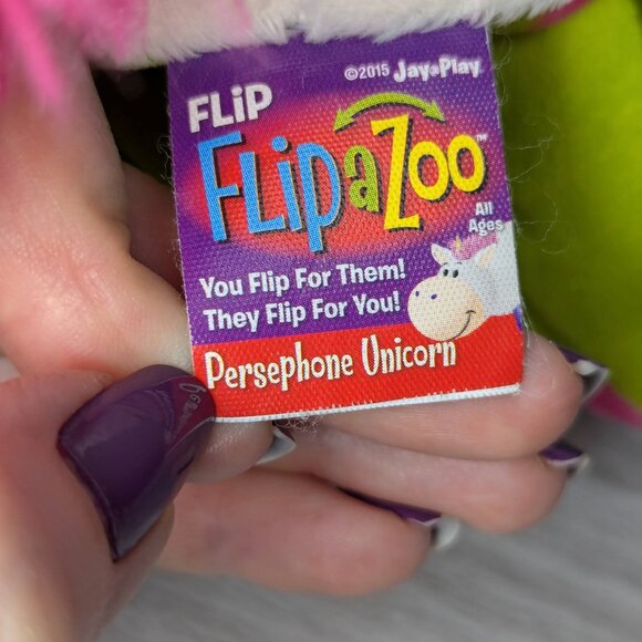 2015 Jay at Play Flip A Zoo Imogen Dragon to Persephone Unicorn Plush Animal 18" - Picture 11 of 16